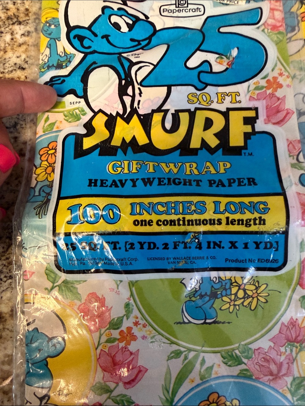 ✨ RARE FIND: Vintage 1980s Papercraft Smurf Gift Wrap! ✨ NIB 25 yards
